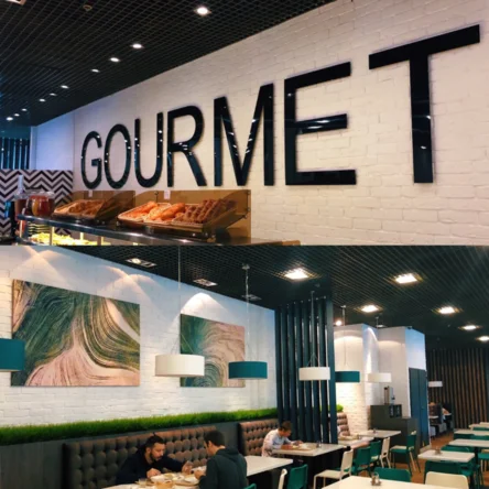 Подвесные светильники. Столовая GOURMET, Санкт-Петербург